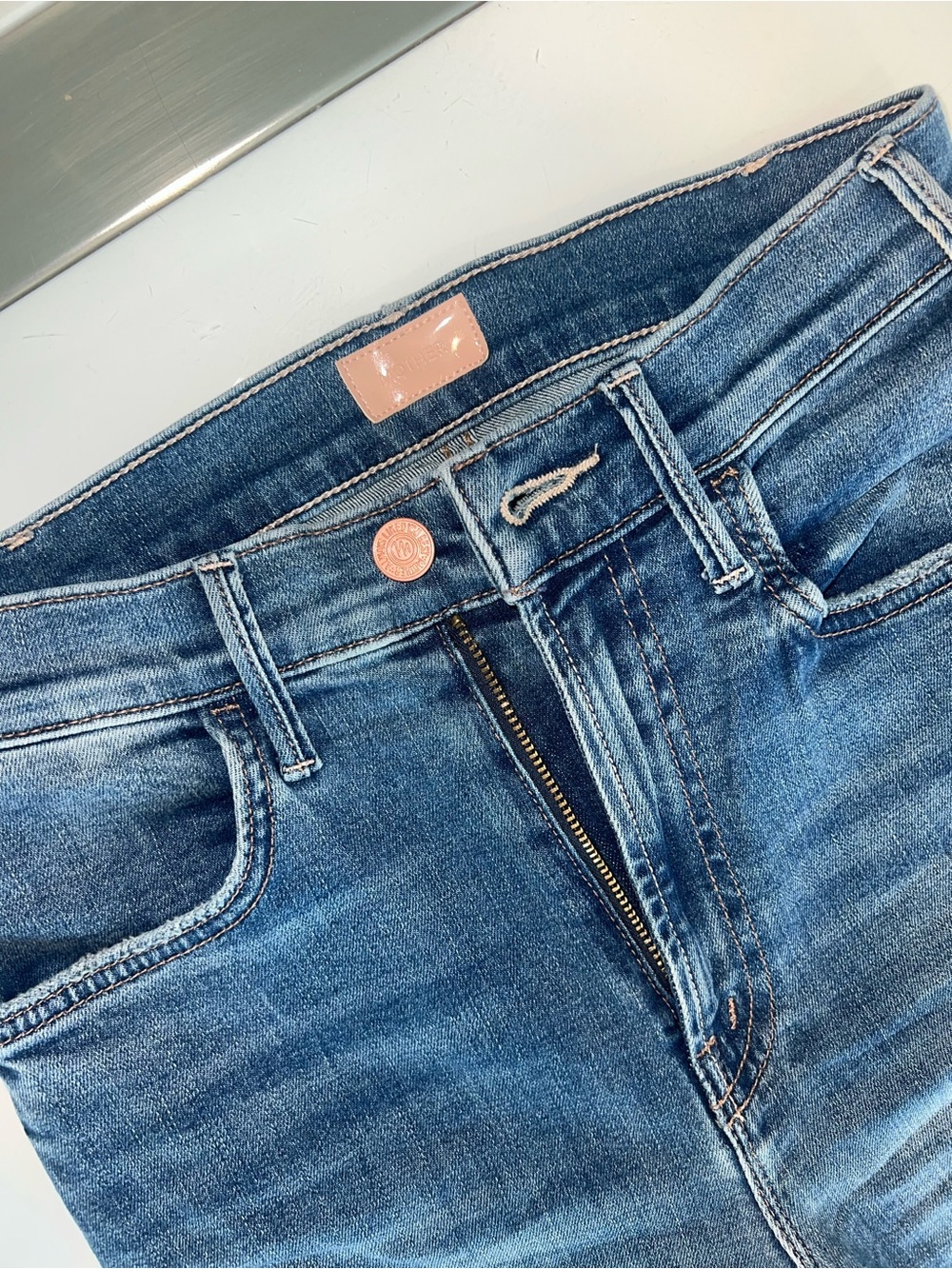 MOTHER Women's Dark Blue Flare Jeans - Picture 5 of 11